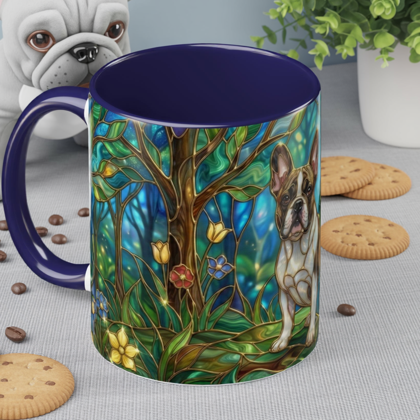 Stained Glass French Bulldog Mug, Frenchie Coffee Mug, Colorful French Bulldog Art Cup, Dog Mom Gift, Pet Lover Mug, Unique Frenchie Gift