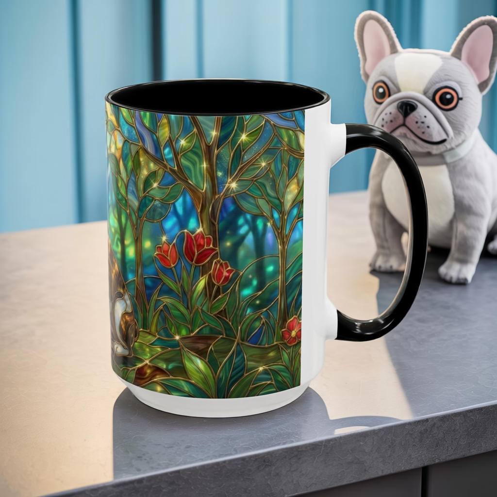 Stained Glass French Bulldog Mug, Frenchie Coffee Mug, Colorful French Bulldog Art Cup, Dog Mom Gift, Pet Lover Mug, Unique Frenchie Gift