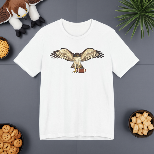 Hawk Football Shirt, Hawk Holding Football T Shirt, Football Mascot Tee, Bird Of Prey Shirt, Sports Fan Gift, Game Day Hawk Tee