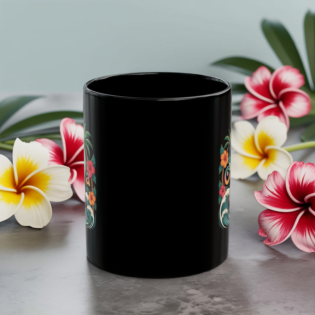 Ohana Hawaiian Mug - Tropical Beach Coffee Cup with Sea Turtles & Palm Trees - Family Gift Idea - Coastal Vibes Island Aesthetic