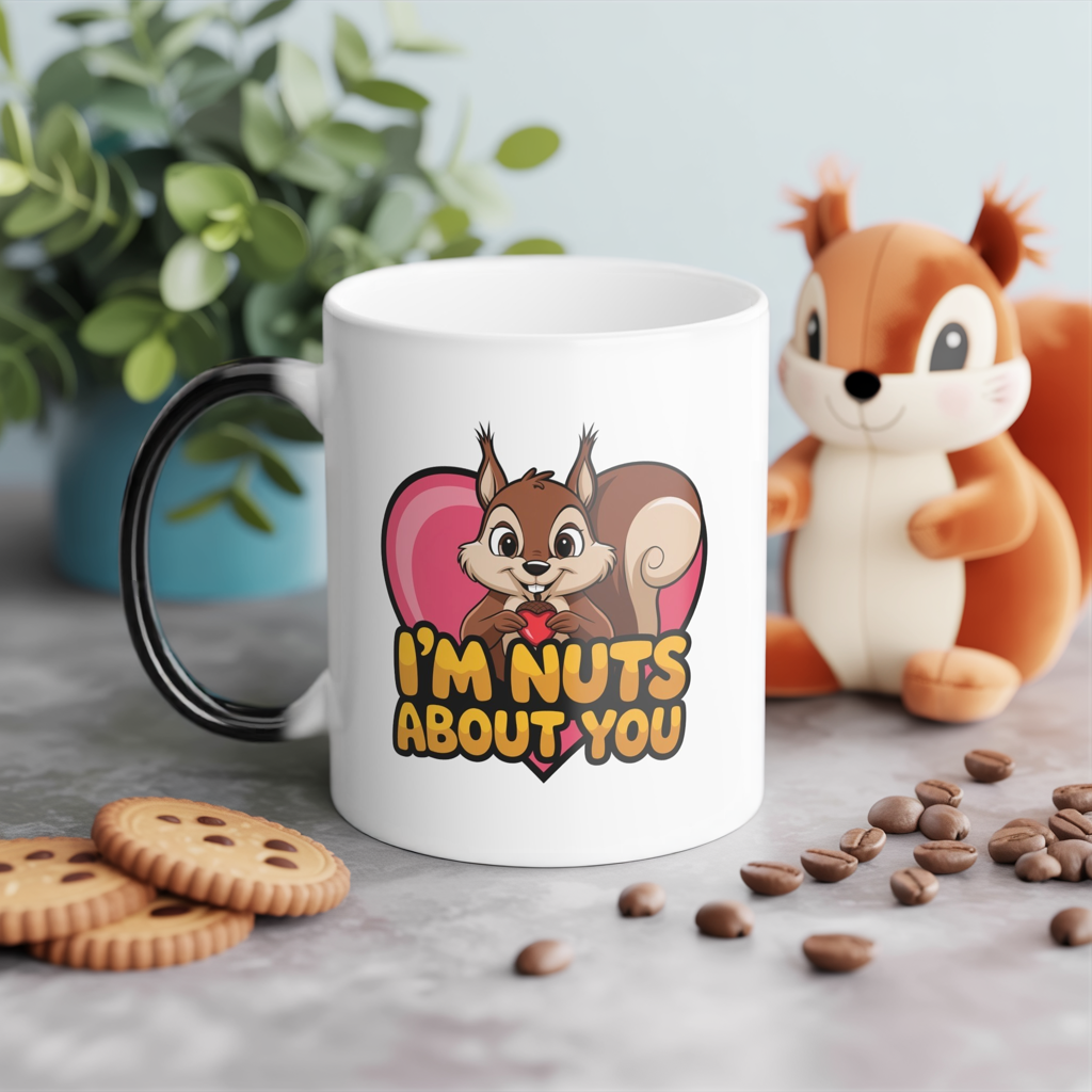 Im Nuts About You Mug, Color Changing Mug, Funny Squirrel Coffee Mug, Valentine Gift For Her Him, Cute Love Mug, Heat Reveal Cup