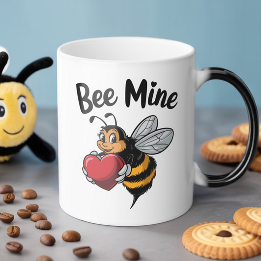 Bee Mine Mug, Color Changing Mug, Bee Valentine Gift, Cute Love Coffee Mug, Funny Pun Mug, Heat Reveal Cup For Her Him