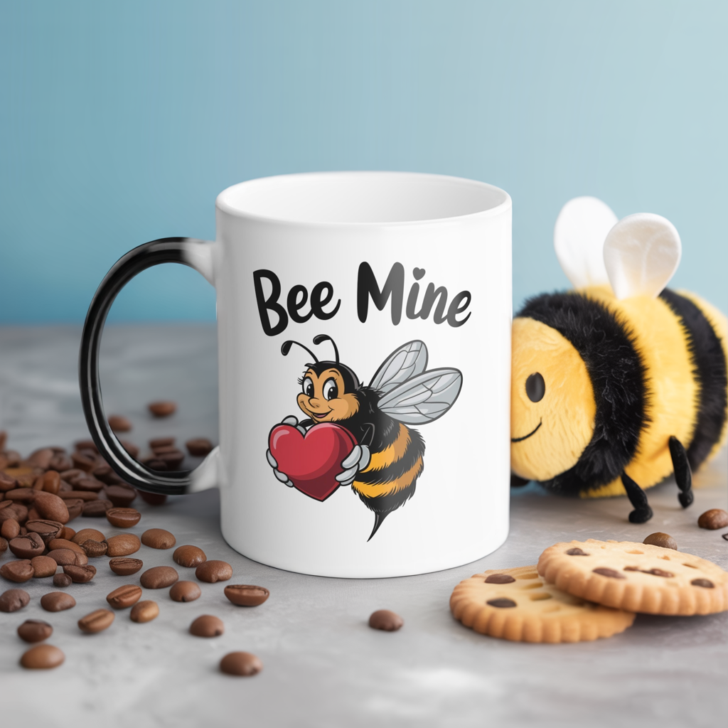 Bee Mine Mug, Color Changing Mug, Bee Valentine Gift, Cute Love Coffee Mug, Funny Pun Mug, Heat Reveal Cup For Her Him