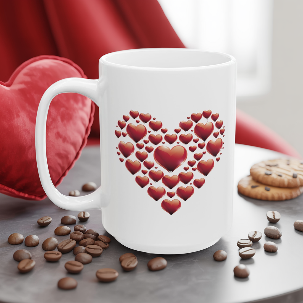 Valentine Heart Mug, Love Coffee Mug, Romantic Gift For Her, Cute Heart Coffee Cup, Anniversary Gift, Valentine Gift Idea, Couple Mug