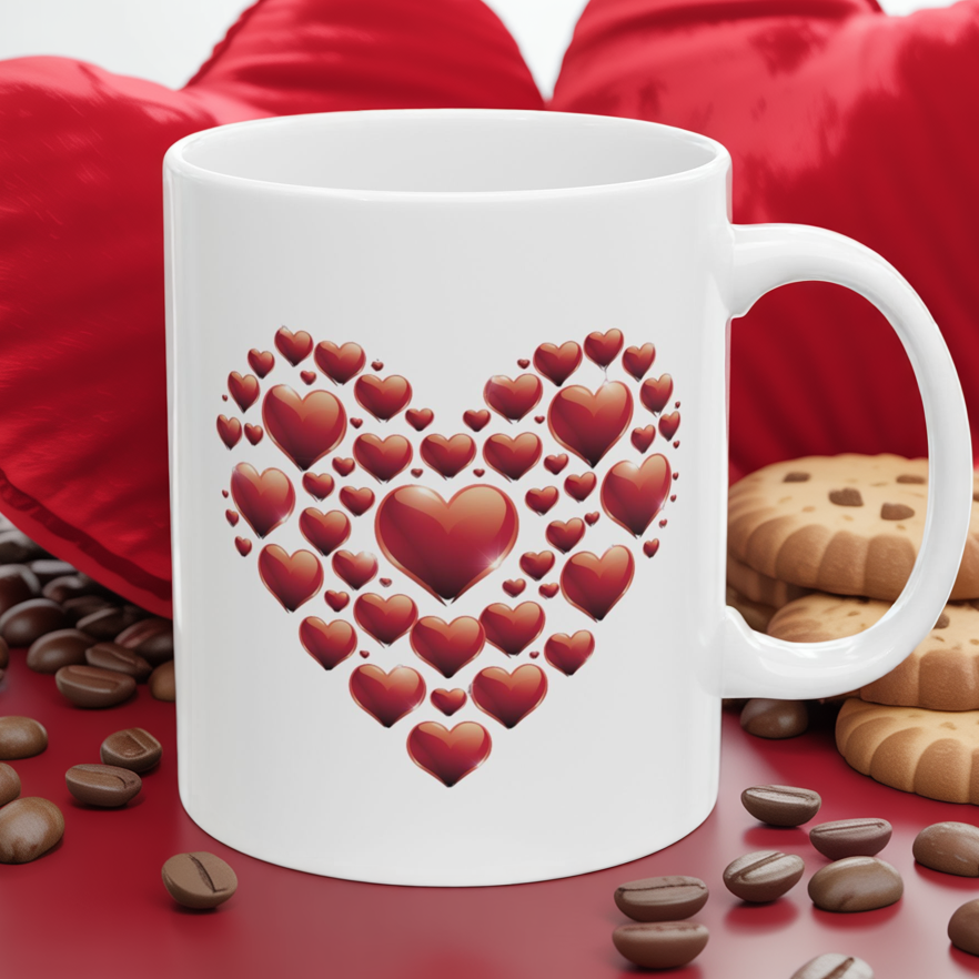 Valentine Heart Mug, Love Coffee Mug, Romantic Gift For Her, Cute Heart Coffee Cup, Anniversary Gift, Valentine Gift Idea, Couple Mug