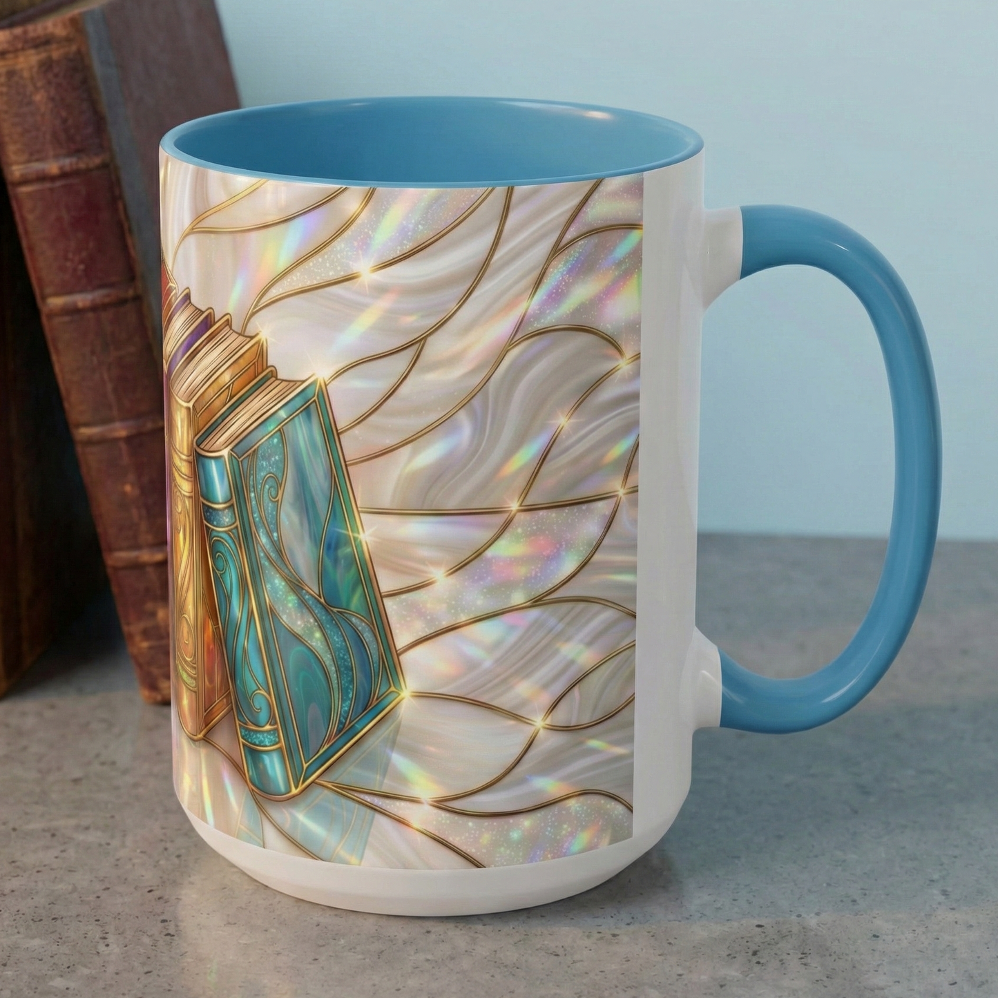 Book Lover Coffee Mug, Stained Glass Books Mug, Reading Gift For Bookworms, Library Aesthetic Mug, Booktok Mug, Ceramic Coffee Cup