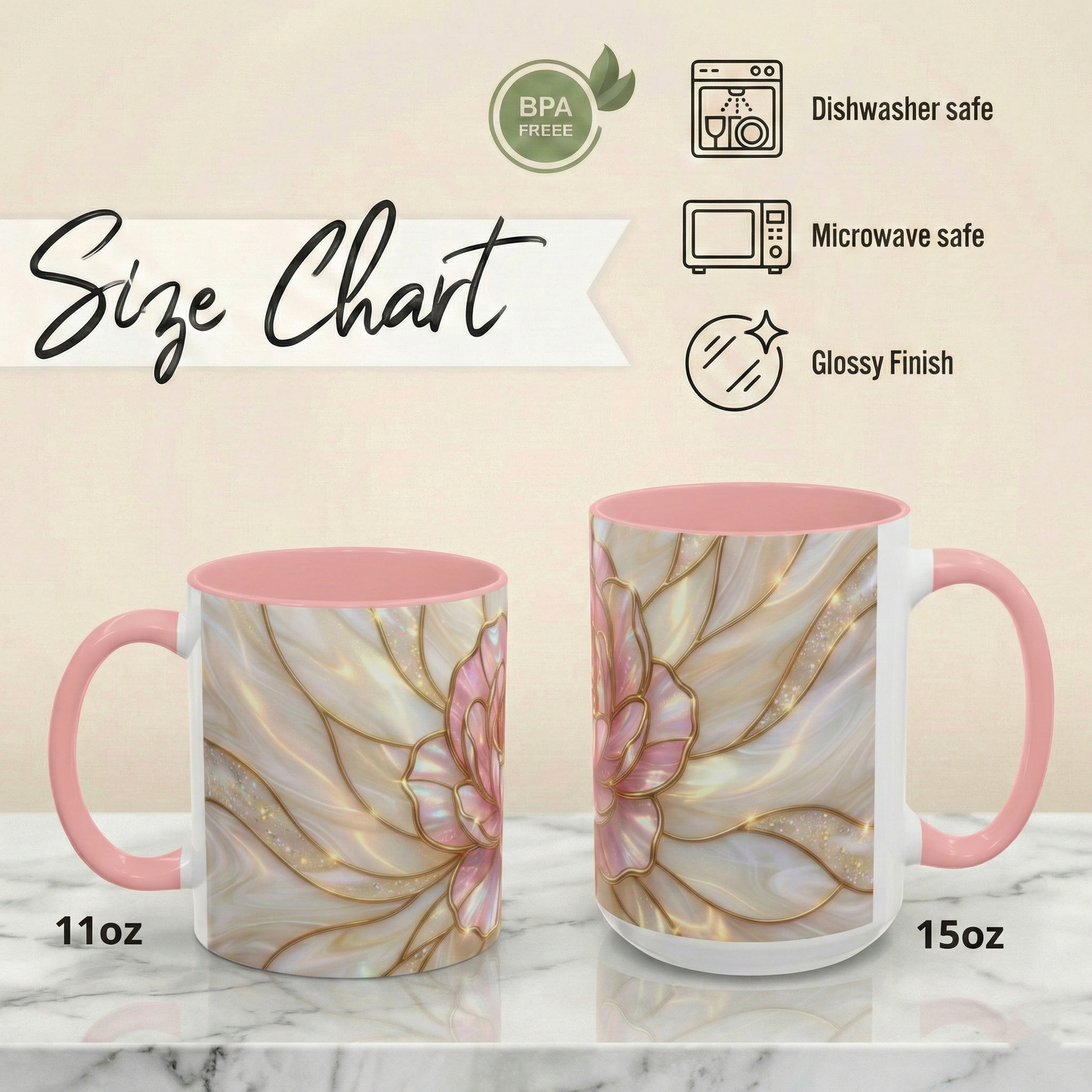 Pink Peony Stained Glass Mug, Gold Floral Coffee Cup, Elegant Flower Gift For Her, Fairycore Tea Cup, Mothers Day Present, Pearl Art Decor