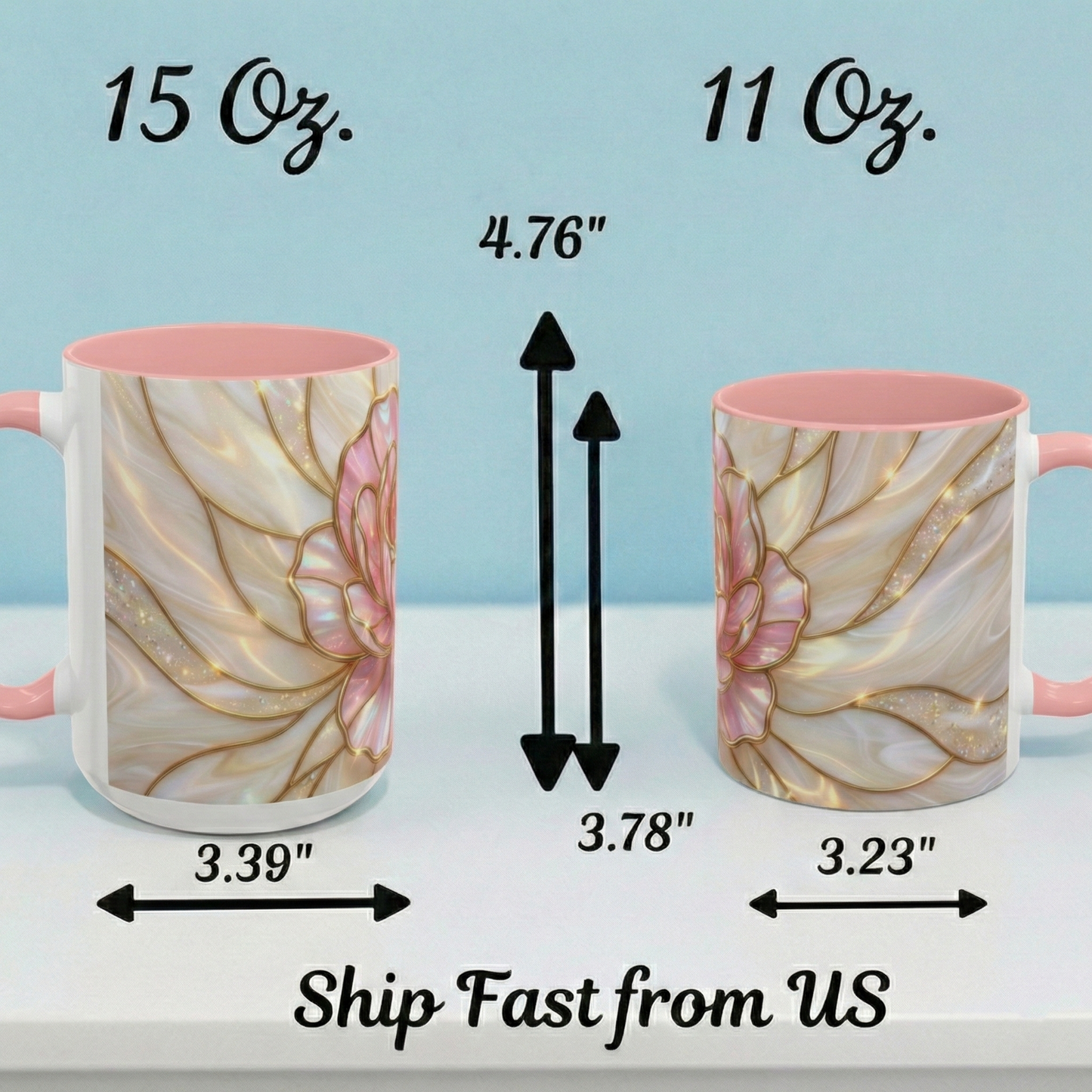 Pink Peony Stained Glass Mug, Gold Floral Coffee Cup, Elegant Flower Gift For Her, Fairycore Tea Cup, Mothers Day Present, Pearl Art Decor