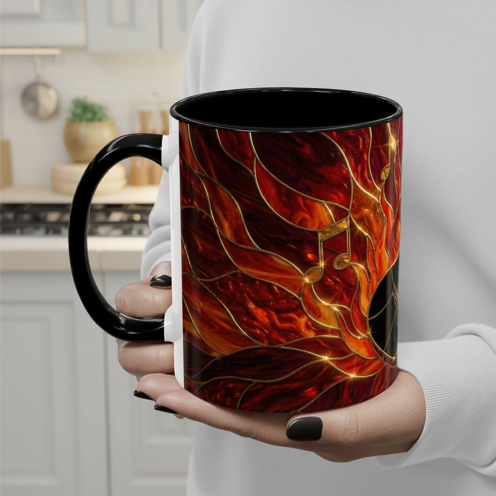 Stained Glass Guitar Mug, Fire Guitar Coffee Mug, Music Lover Gift Mug, Rock Guitar Art Cup, Musician Gift Mug, Guitar Lover Cup