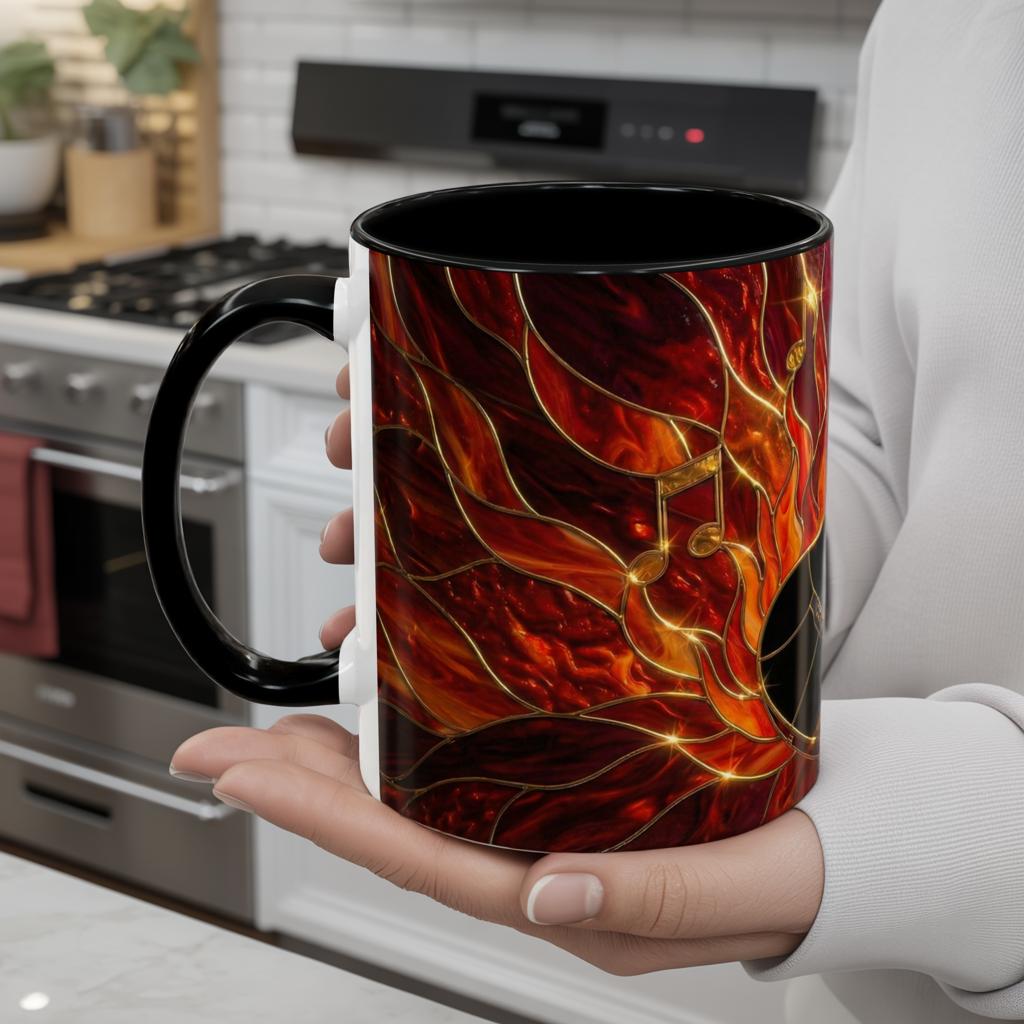 Stained Glass Guitar Mug, Fire Guitar Coffee Mug, Music Lover Gift Mug, Rock Guitar Art Cup, Musician Gift Mug, Guitar Lover Cup