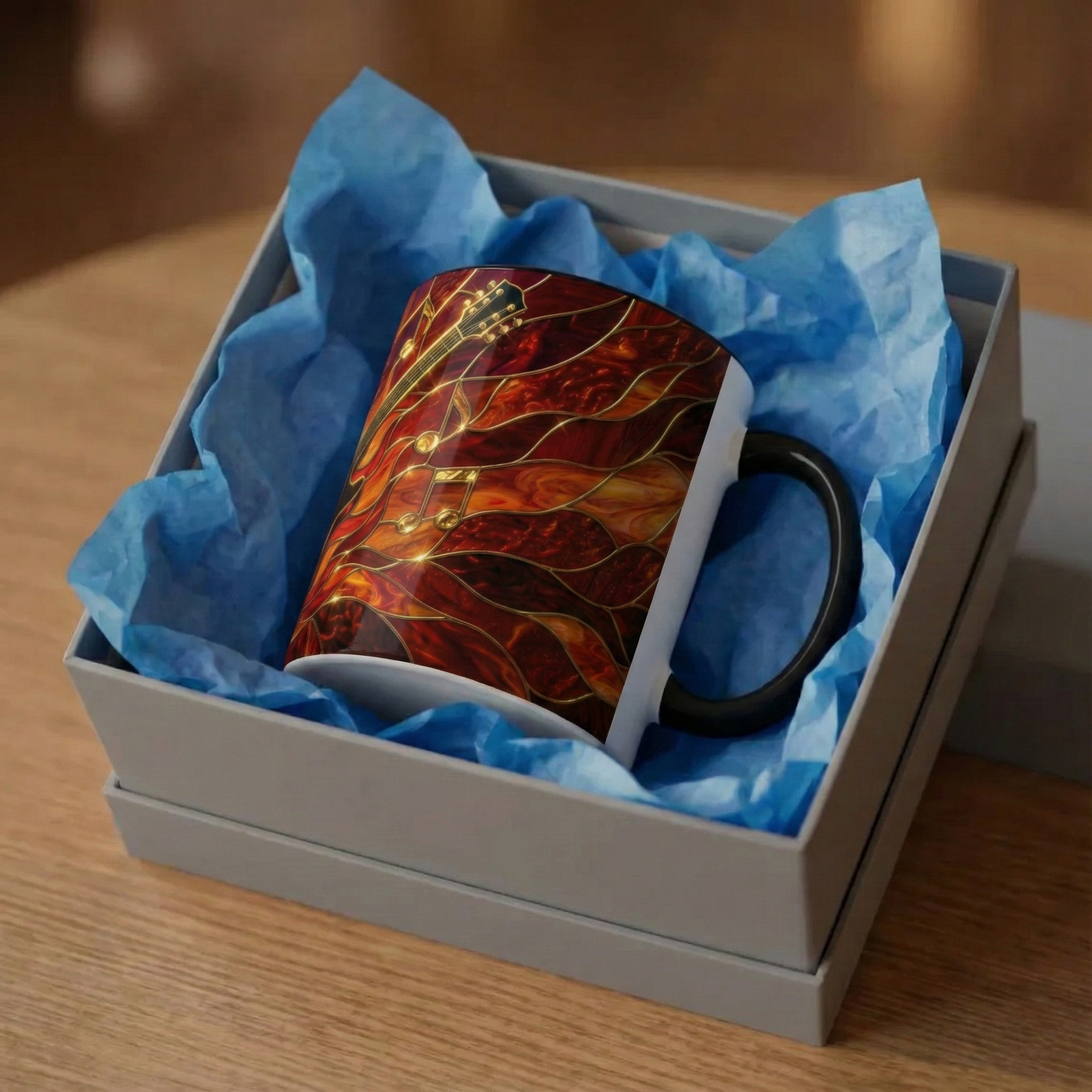 Stained Glass Guitar Mug, Fire Guitar Coffee Mug, Music Lover Gift Mug, Rock Guitar Art Cup, Musician Gift Mug, Guitar Lover Cup