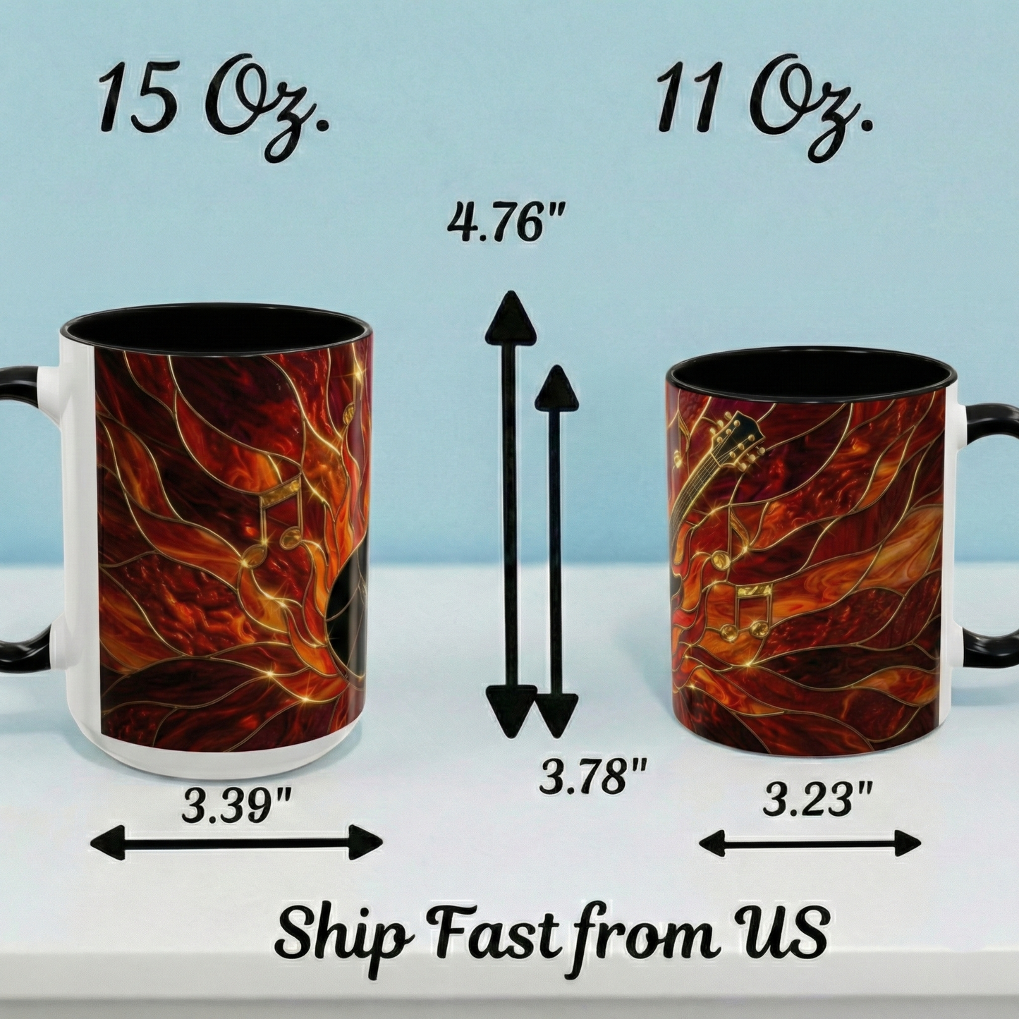 Stained Glass Guitar Mug, Fire Guitar Coffee Mug, Music Lover Gift Mug, Rock Guitar Art Cup, Musician Gift Mug, Guitar Lover Cup
