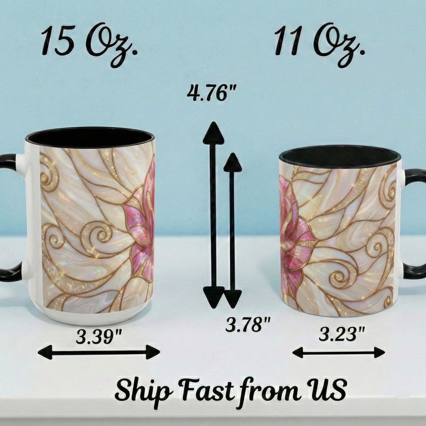 Pink Rose Stained Glass Mug, Gold Floral Coffee Cup, Romantic Flower Tea Cup, Gardener Gift For Mom, Botanical Art, Wife Birthday Gift