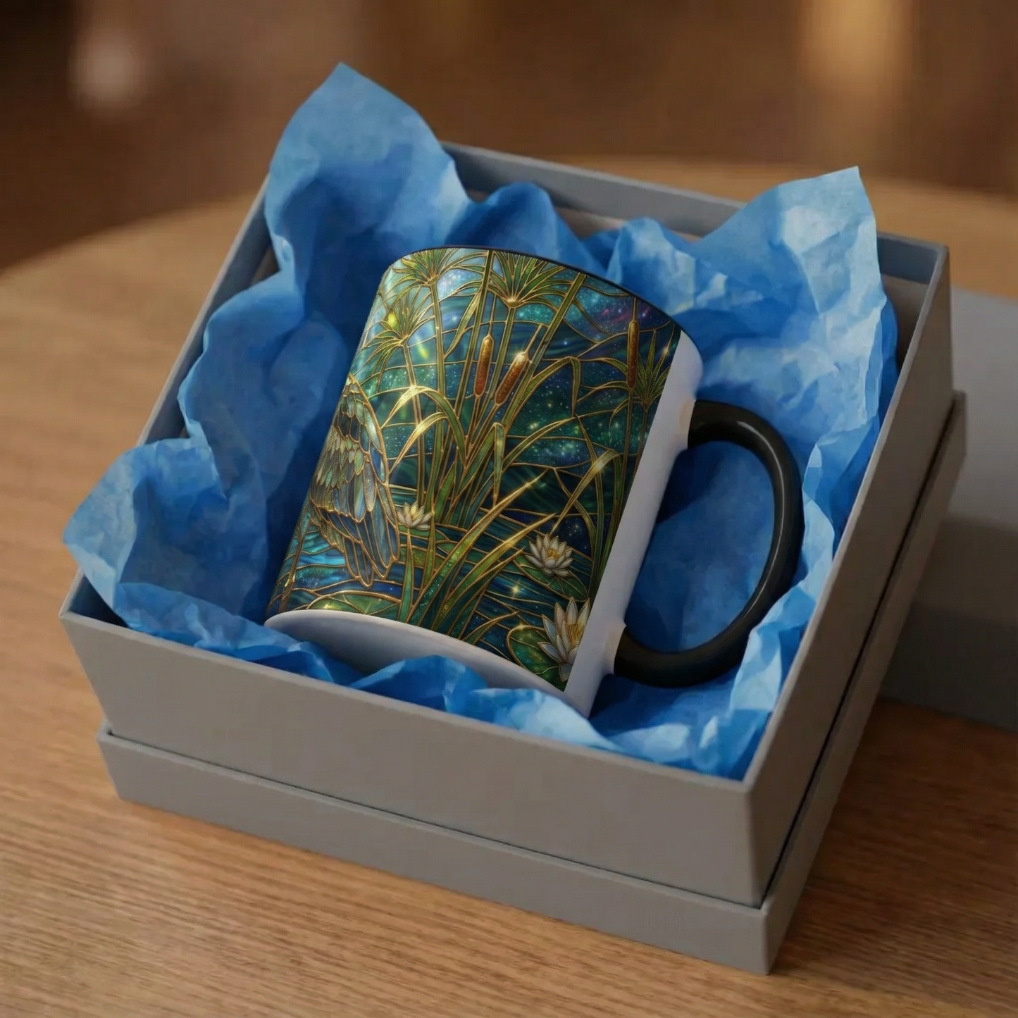 Shoebill Stork Mug, Stained Glass Bird Art, Prehistoric Animal Gift, Swamp Nature Coffee Cup, Galaxy Night, Ornithology Lover Present