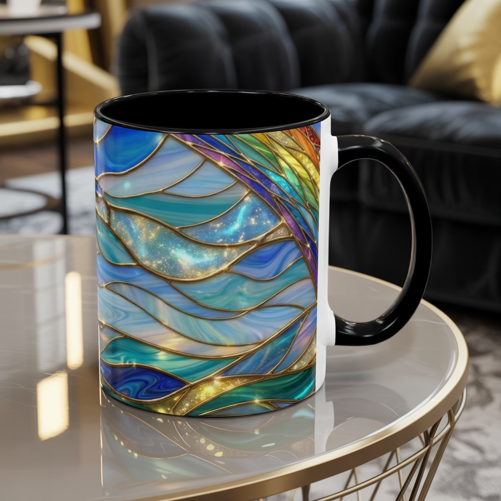 Stained Glass Rainbow Mug, Pot Of Gold Coffee Cup, St Patricks Day Gift, Magical Fantasy Tea Cup, Lucky Irish Leprechaun, Colorful Art