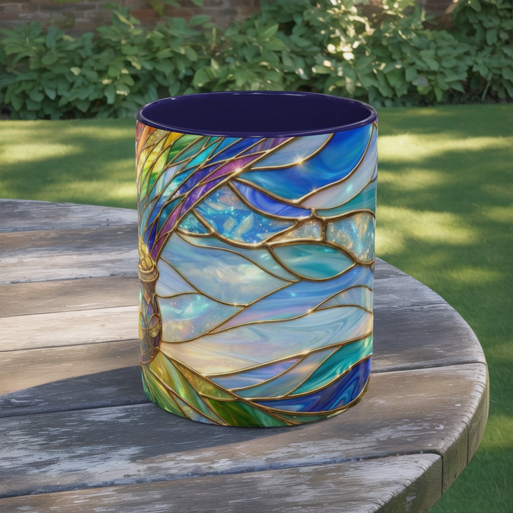 Stained Glass Rainbow Mug, Pot Of Gold Coffee Cup, St Patricks Day Gift, Magical Fantasy Tea Cup, Lucky Irish Leprechaun, Colorful Art