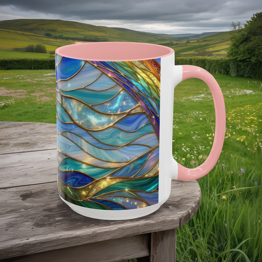 Stained Glass Rainbow Mug, Pot Of Gold Coffee Cup, St Patricks Day Gift, Magical Fantasy Tea Cup, Lucky Irish Leprechaun, Colorful Art