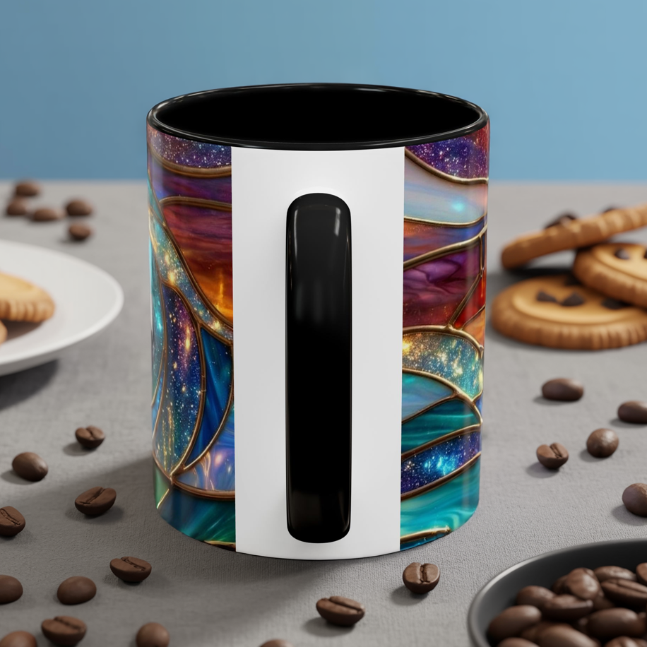 Stained Glass Wave Mug, Cosmic Ocean Coffee Cup, Celestial Sunrise Tea Mug, Surfer Beach Decor Gift, Starry Sea Art, Ocean Lover Cup