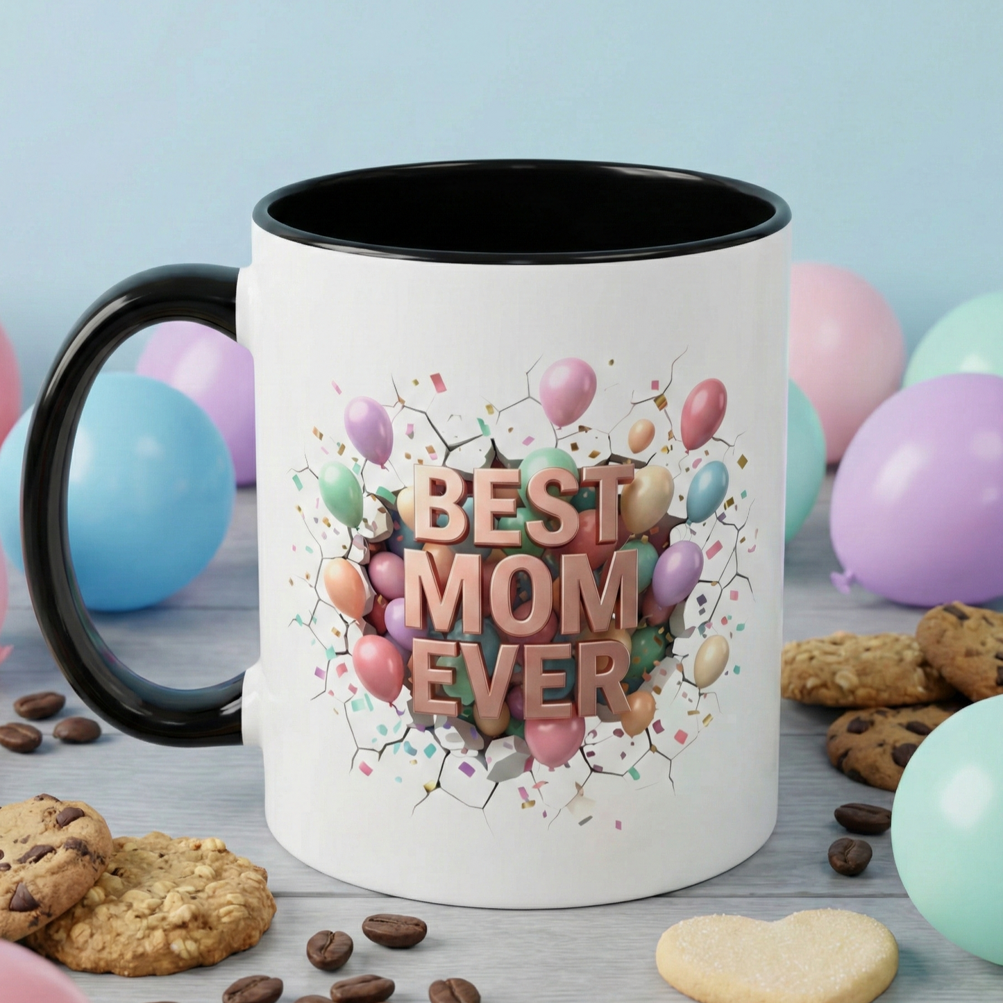 Personalized Mom Mug, Best Mom Ever Gift, Custom Name Coffee Cup, 3D Balloon Design, Mothers Day Gift, New Mom Gift 2025, Custom Mug