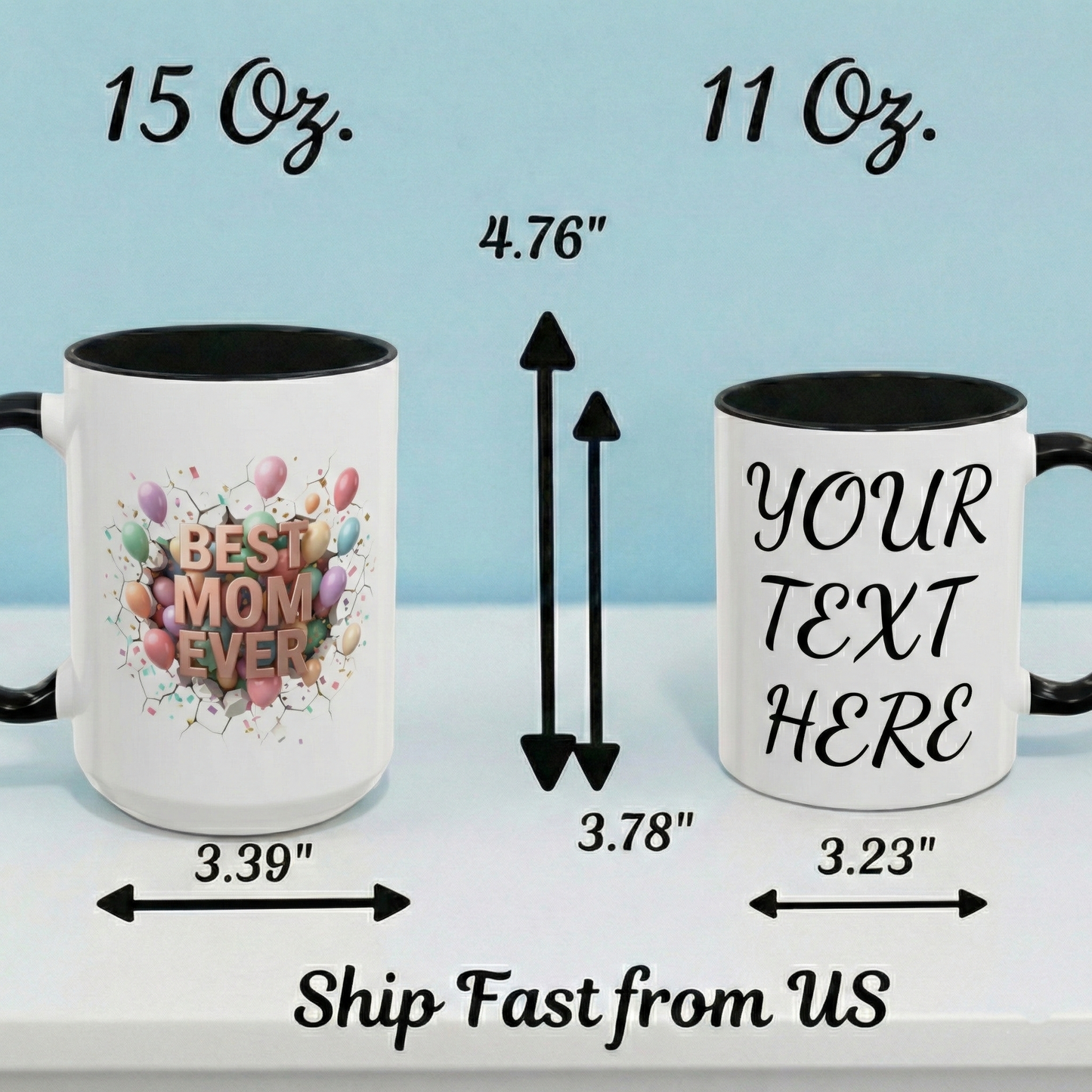 Personalized Mom Mug, Best Mom Ever Gift, Custom Name Coffee Cup, 3D Balloon Design, Mothers Day Gift, New Mom Gift 2025, Custom Mug