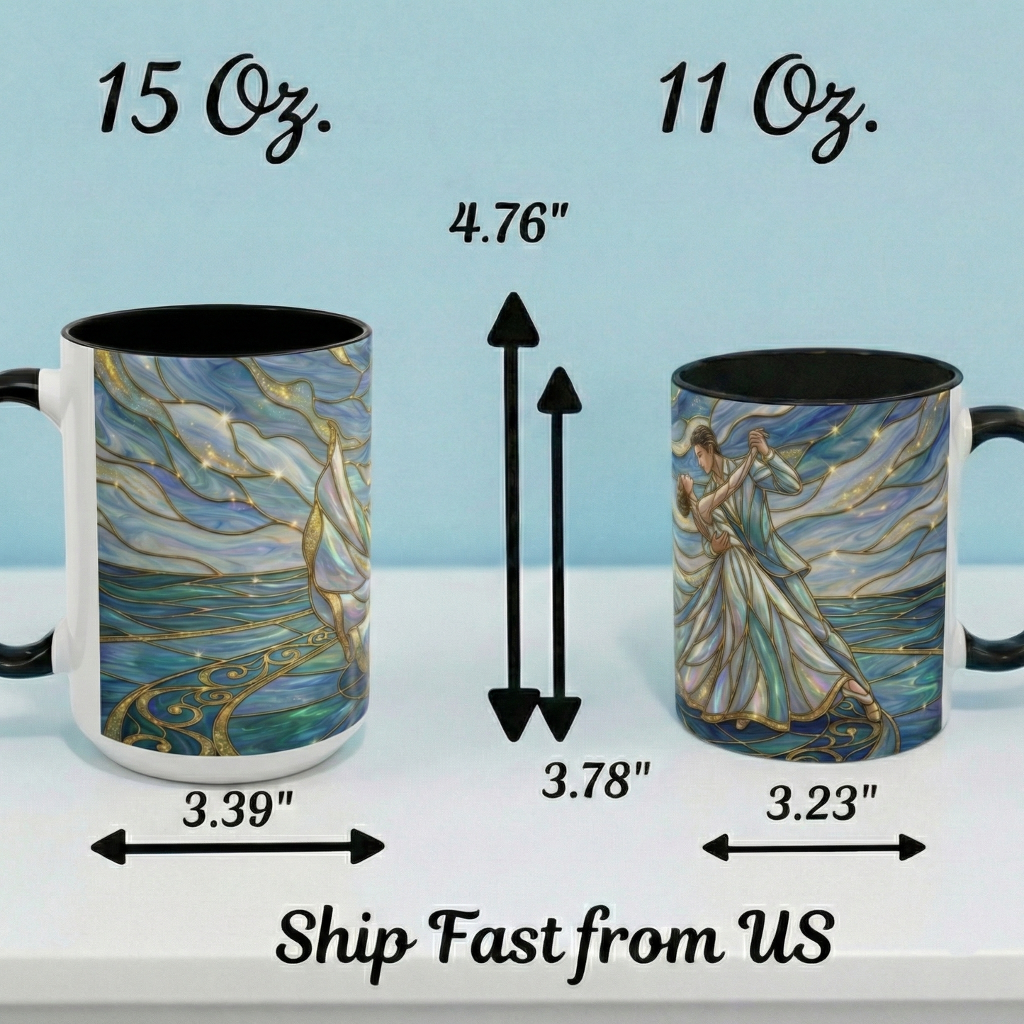 Stained Glass Mug, Dancing Couple Coffee Cup, Romantic Anniversary Gift, Ballroom Dancer Tea Cup, Wedding Present For Couple, Art Mug