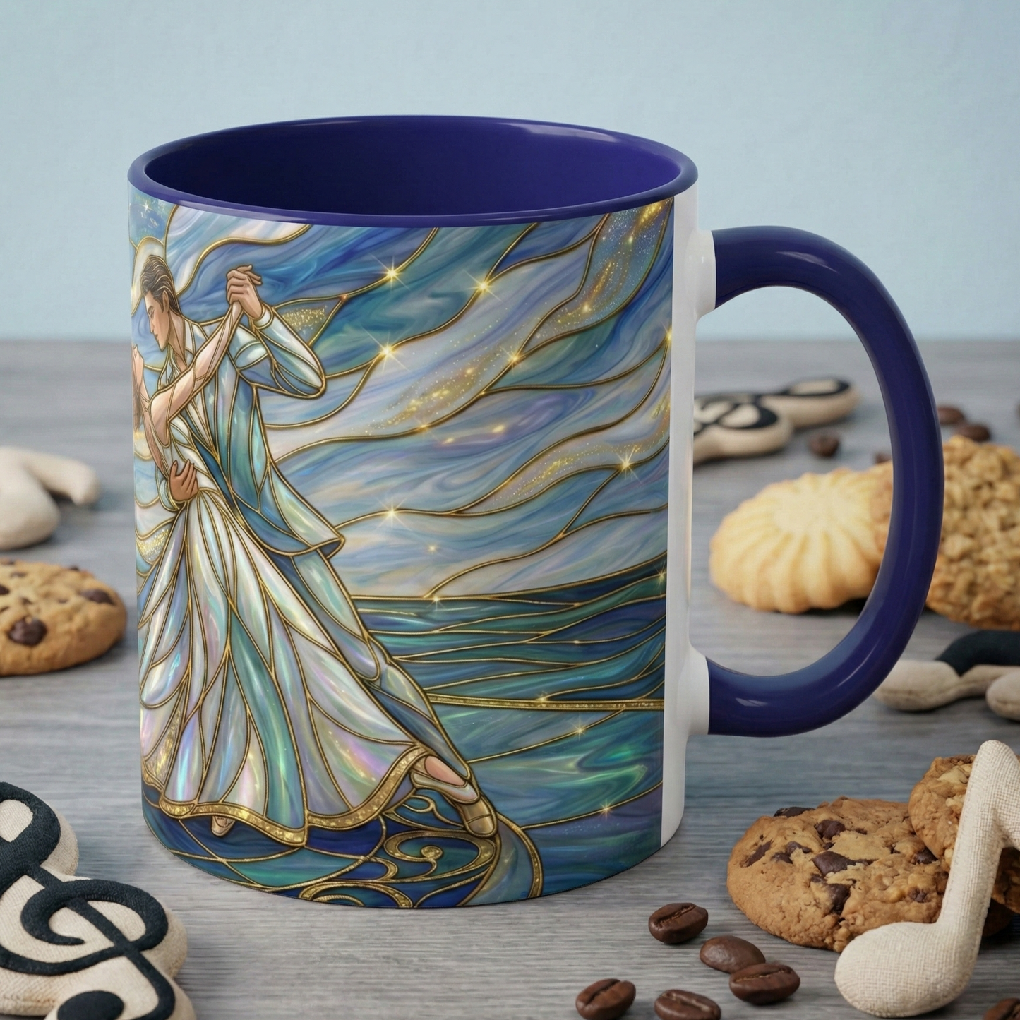 Stained Glass Mug, Dancing Couple Coffee Cup, Romantic Anniversary Gift, Ballroom Dancer Tea Cup, Wedding Present For Couple, Art Mug