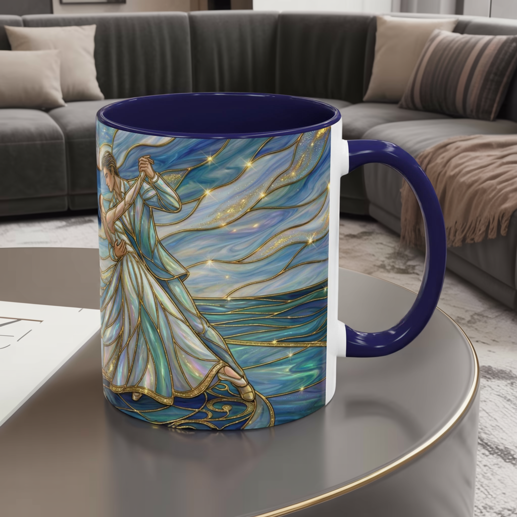Stained Glass Mug, Dancing Couple Coffee Cup, Romantic Anniversary Gift, Ballroom Dancer Tea Cup, Wedding Present For Couple, Art Mug