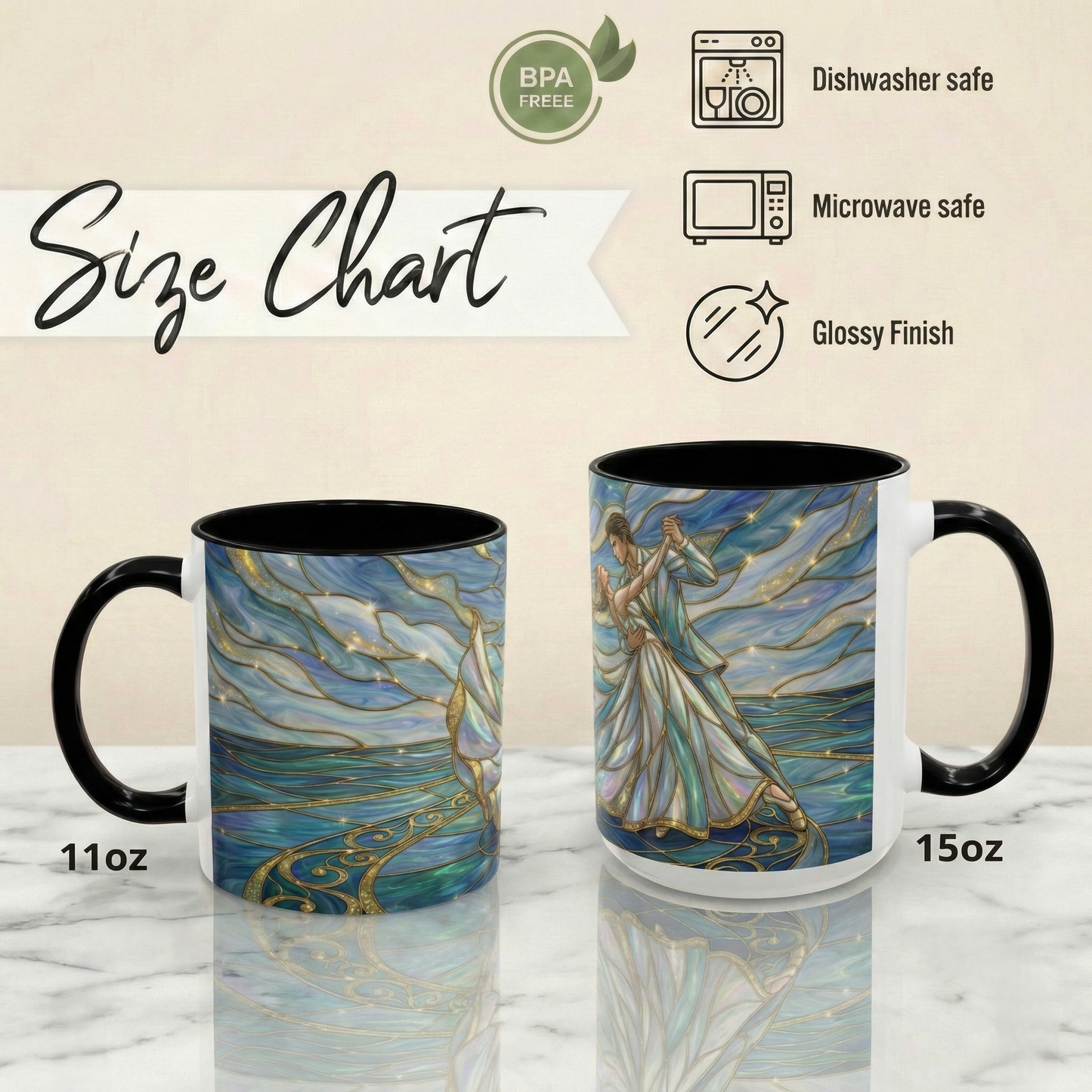 Stained Glass Mug, Dancing Couple Coffee Cup, Romantic Anniversary Gift, Ballroom Dancer Tea Cup, Wedding Present For Couple, Art Mug