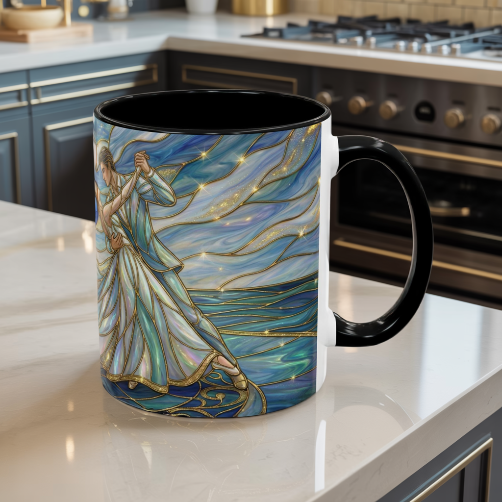 Stained Glass Mug, Dancing Couple Coffee Cup, Romantic Anniversary Gift, Ballroom Dancer Tea Cup, Wedding Present For Couple, Art Mug