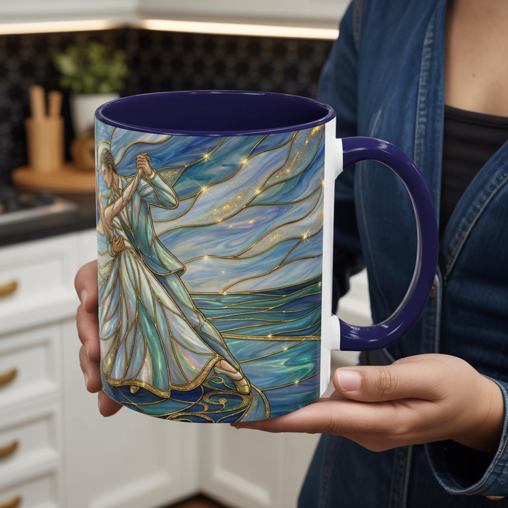 Stained Glass Mug, Dancing Couple Coffee Cup, Romantic Anniversary Gift, Ballroom Dancer Tea Cup, Wedding Present For Couple, Art Mug