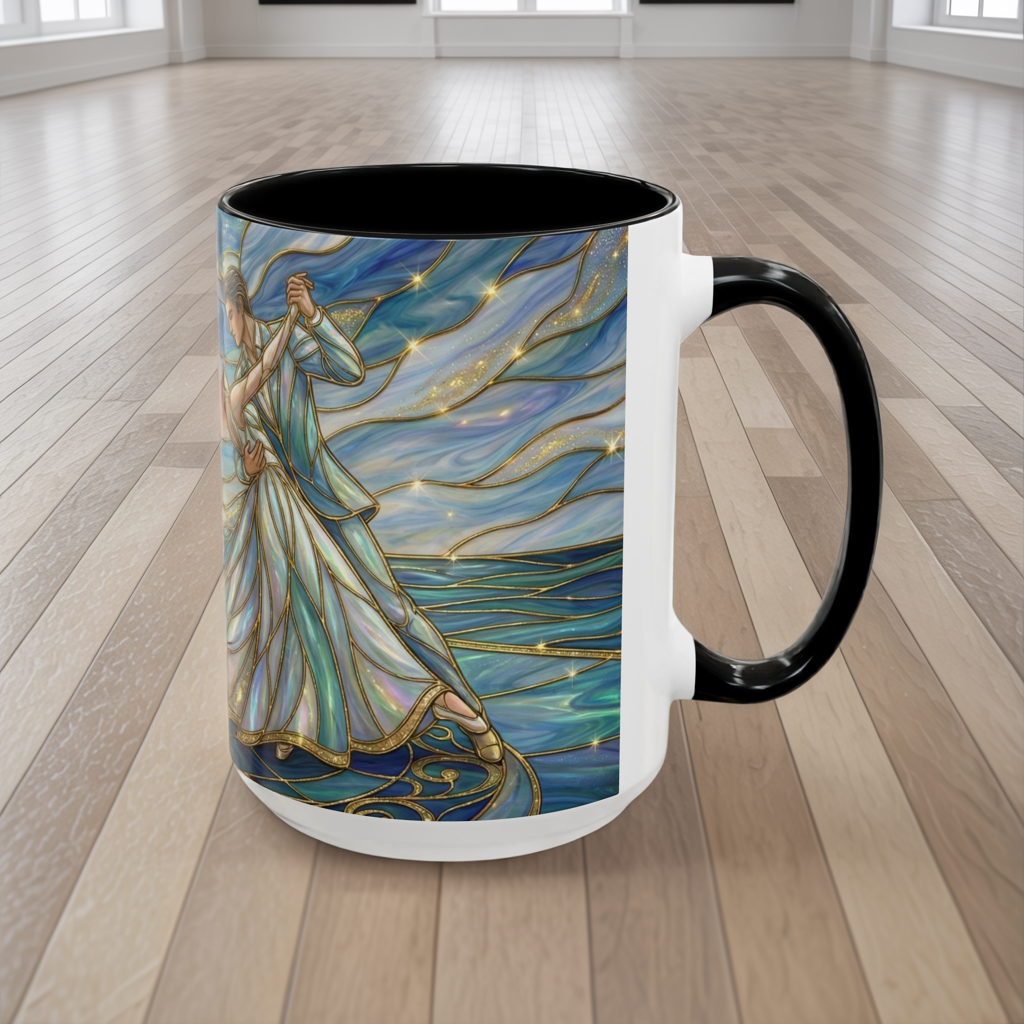 Stained Glass Mug, Dancing Couple Coffee Cup, Romantic Anniversary Gift, Ballroom Dancer Tea Cup, Wedding Present For Couple, Art Mug