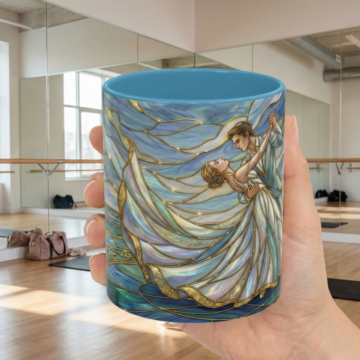 Stained Glass Mug, Dancing Couple Coffee Cup, Romantic Anniversary Gift, Ballroom Dancer Tea Cup, Wedding Present For Couple, Art Mug