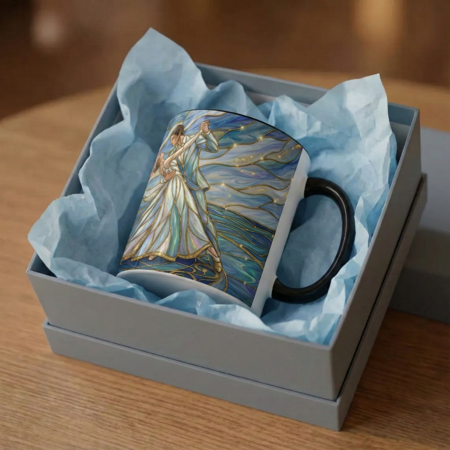 Stained Glass Mug, Dancing Couple Coffee Cup, Romantic Anniversary Gift, Ballroom Dancer Tea Cup, Wedding Present For Couple, Art Mug
