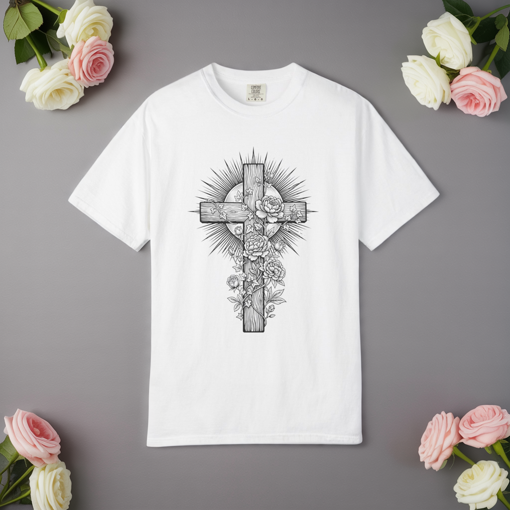 Christian Floral Cross Shirt, Boho Faith T-Shirt, Religious Botanical Tee, Wildflower Jesus Shirt, Easter Apparel, Christian Gifts