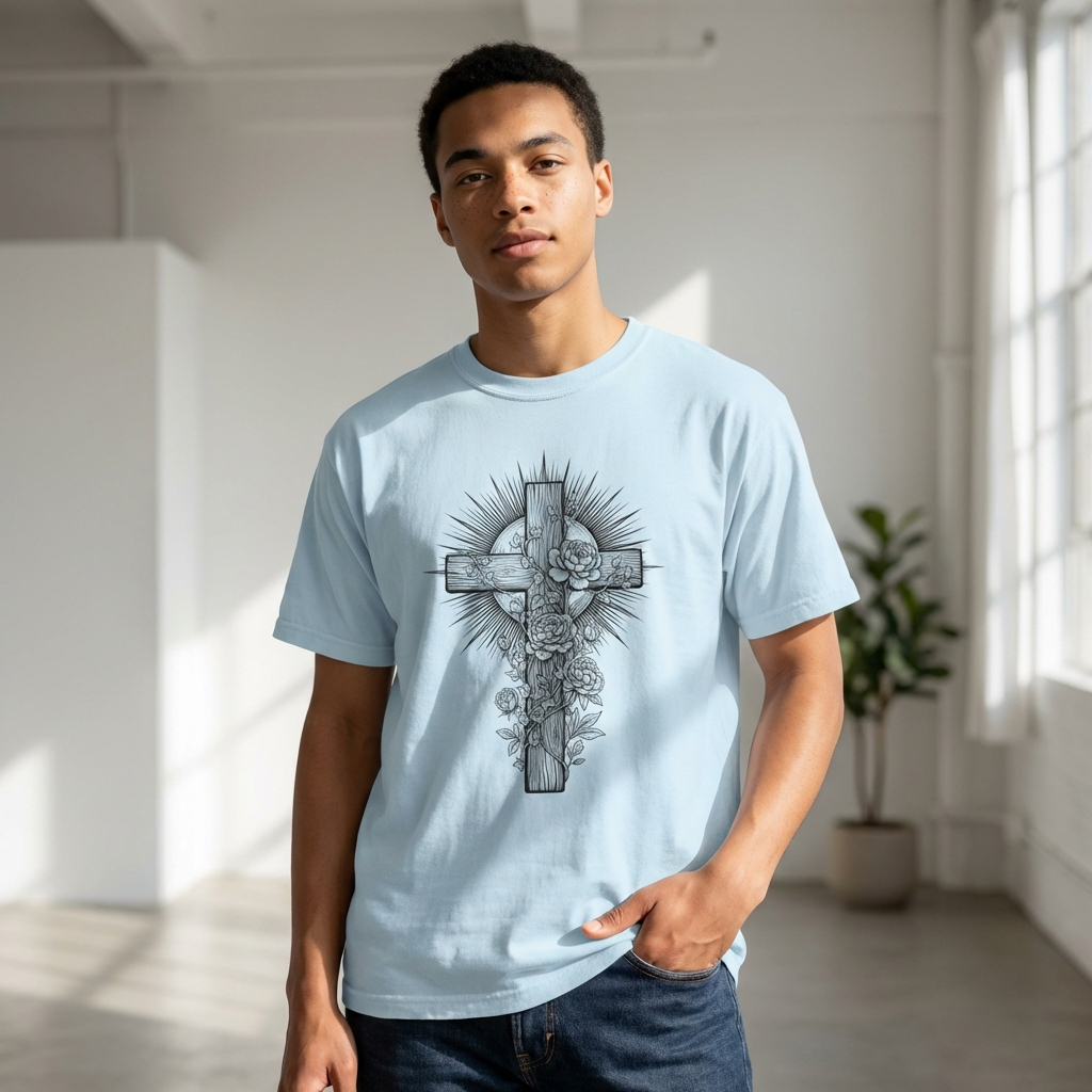 Christian Floral Cross Shirt, Boho Faith T-Shirt, Religious Botanical Tee, Wildflower Jesus Shirt, Easter Apparel, Christian Gifts