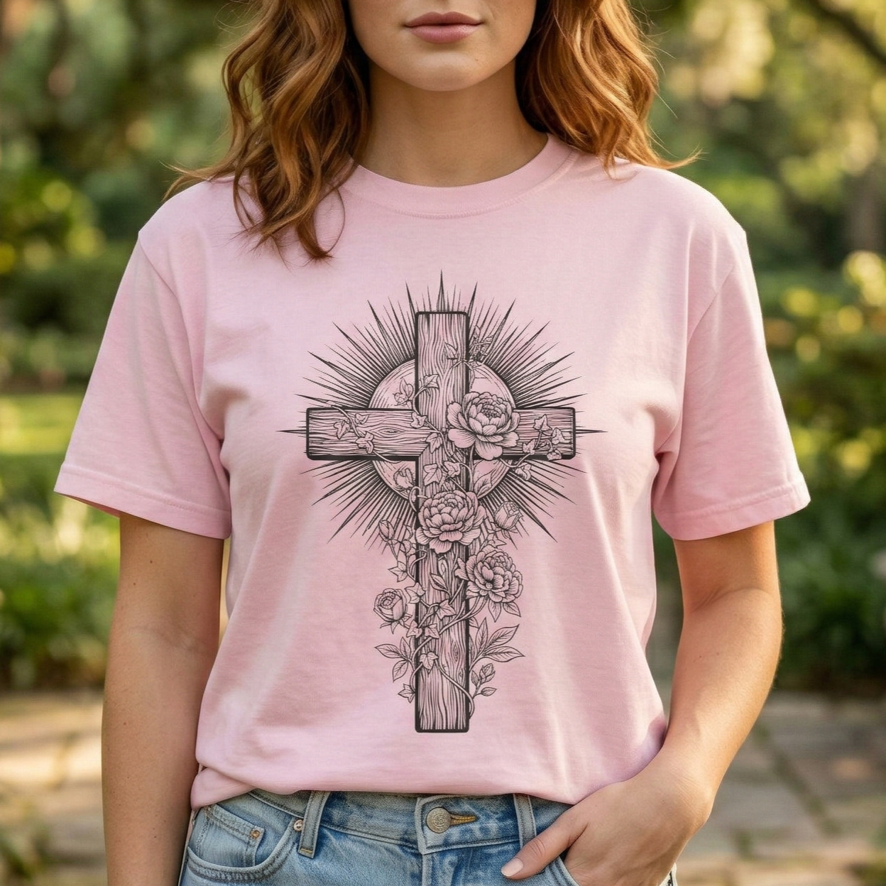Christian Floral Cross Shirt, Boho Faith T-Shirt, Religious Botanical Tee, Wildflower Jesus Shirt, Easter Apparel, Christian Gifts
