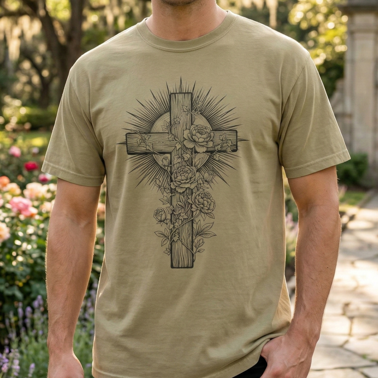 Christian Floral Cross Shirt, Boho Faith T-Shirt, Religious Botanical Tee, Wildflower Jesus Shirt, Easter Apparel, Christian Gifts