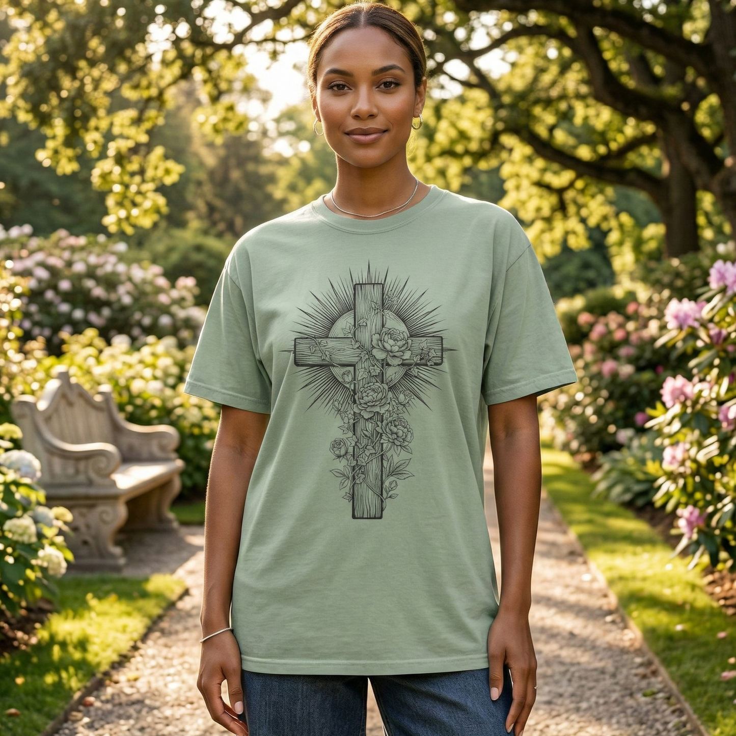 Christian Floral Cross Shirt, Boho Faith T-Shirt, Religious Botanical Tee, Wildflower Jesus Shirt, Easter Apparel, Christian Gifts