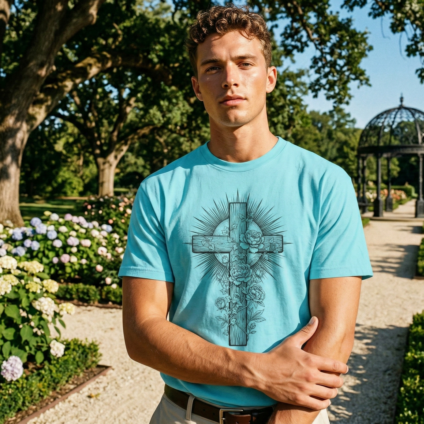 Christian Floral Cross Shirt, Boho Faith T-Shirt, Religious Botanical Tee, Wildflower Jesus Shirt, Easter Apparel, Christian Gifts