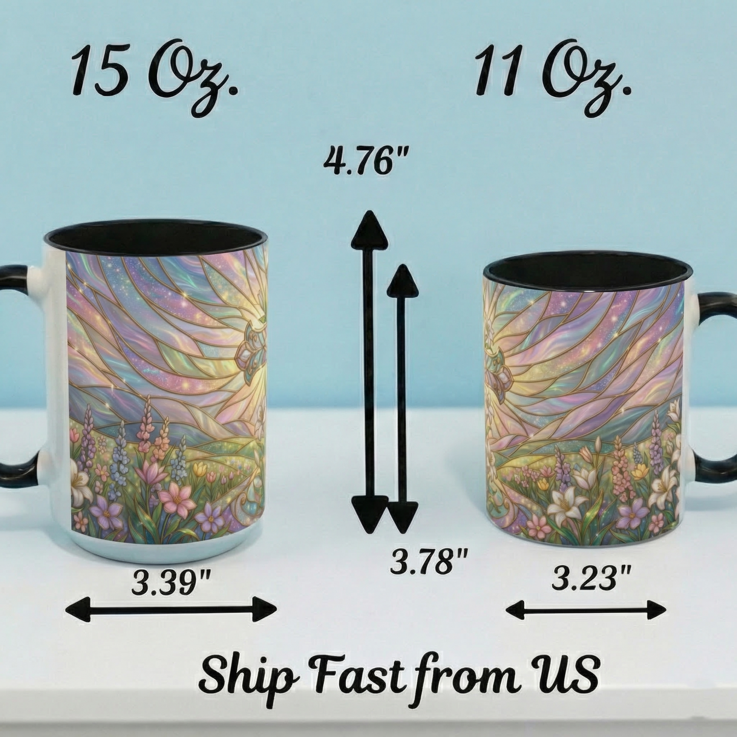 Stained Glass Cross Mug, Easter Lily Coffee Cup, Christian Religious Gift, Pastel Floral Faith Mug, Spring Believer Cup, Baptism Present