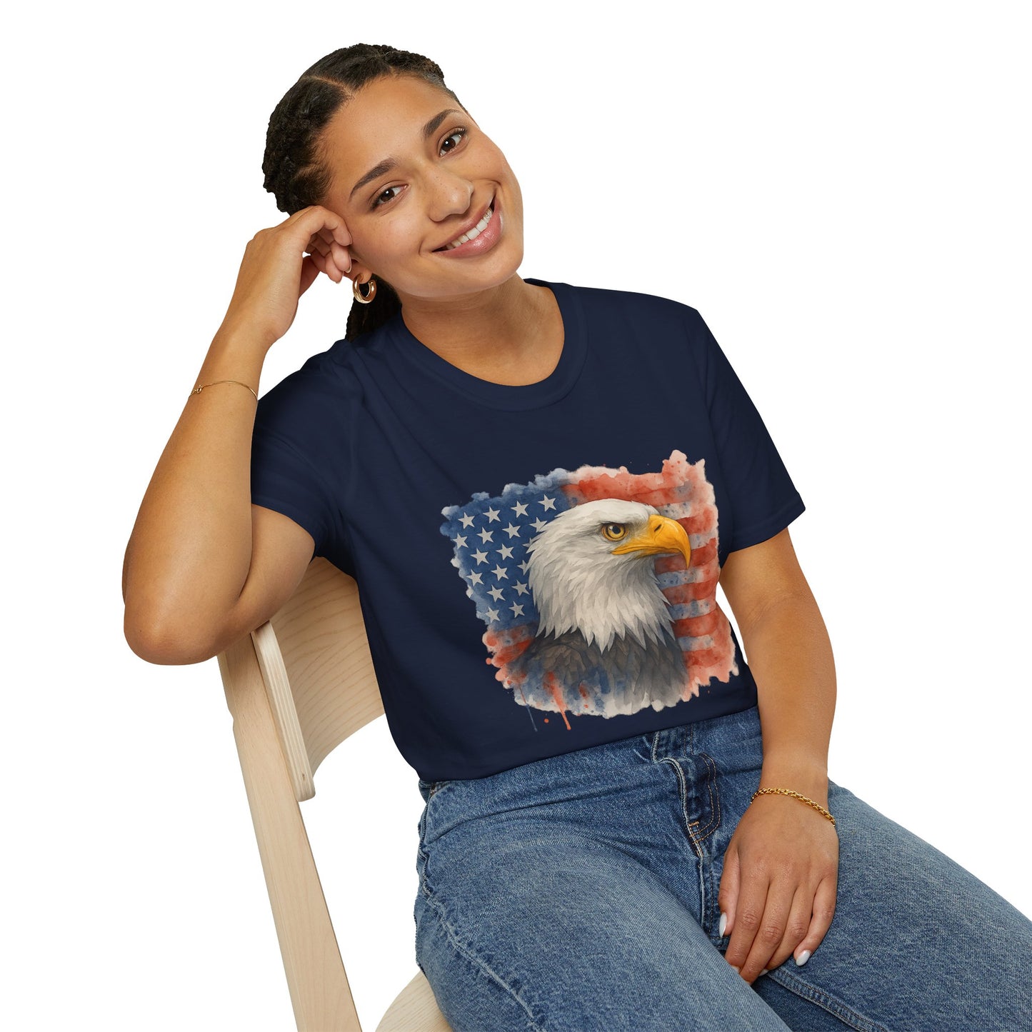 American Eagle & Flag T‑Shirt | Patriotic Graphic Tee | Bald Eagle USA Shirt | 4th of July Tee | Independence Day Apparel
