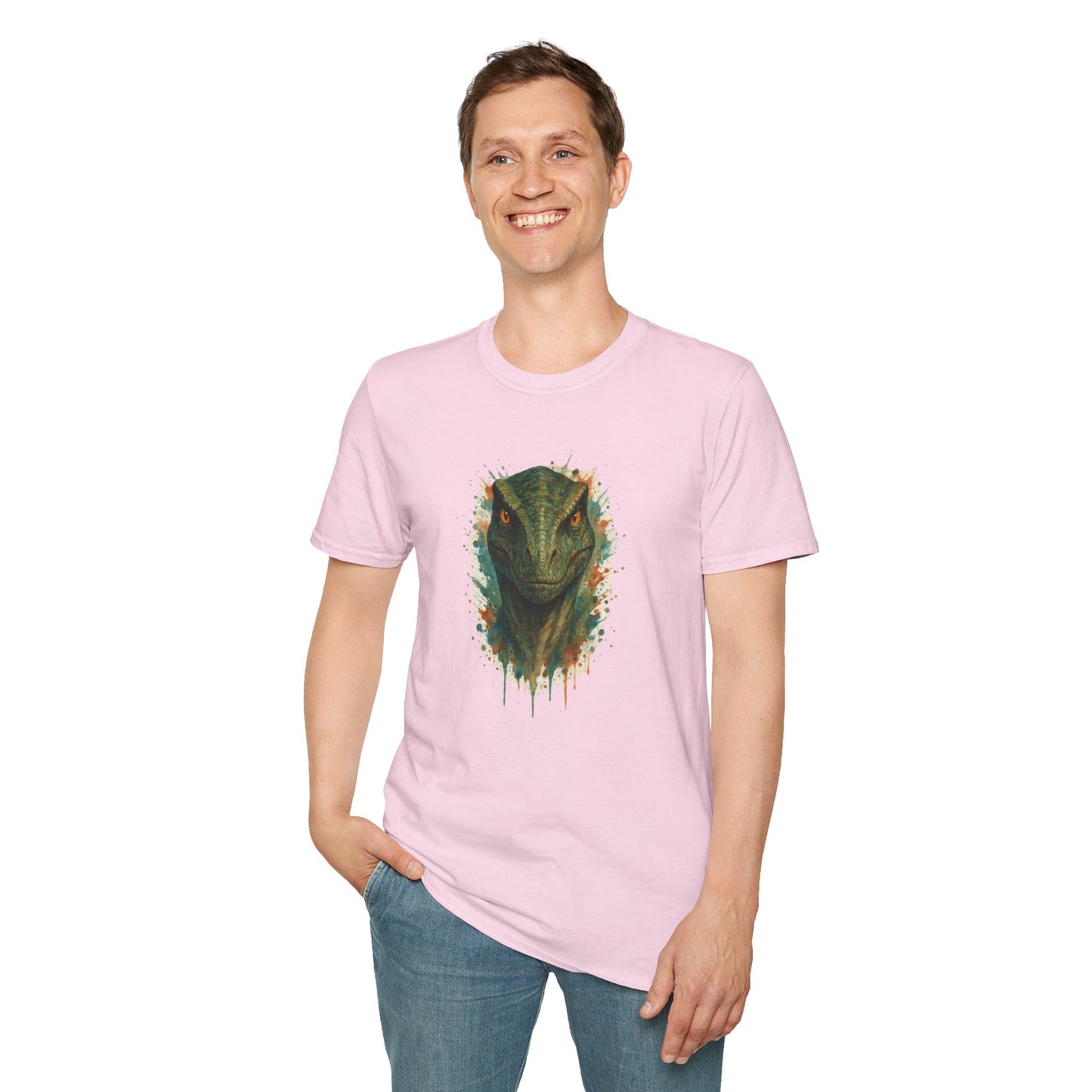Watercolor Velociraptor T-Shirt | Dinosaur Lover Gift | Artistic Paleo Tee - Unique Dino Art Tee for Men Women Jurassic Apparel