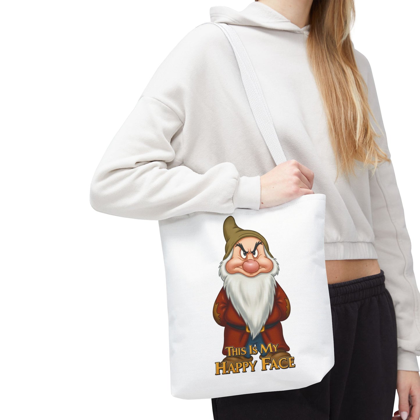 Grumpy Dwarf Tote Bag - "This Is My Happy Face"