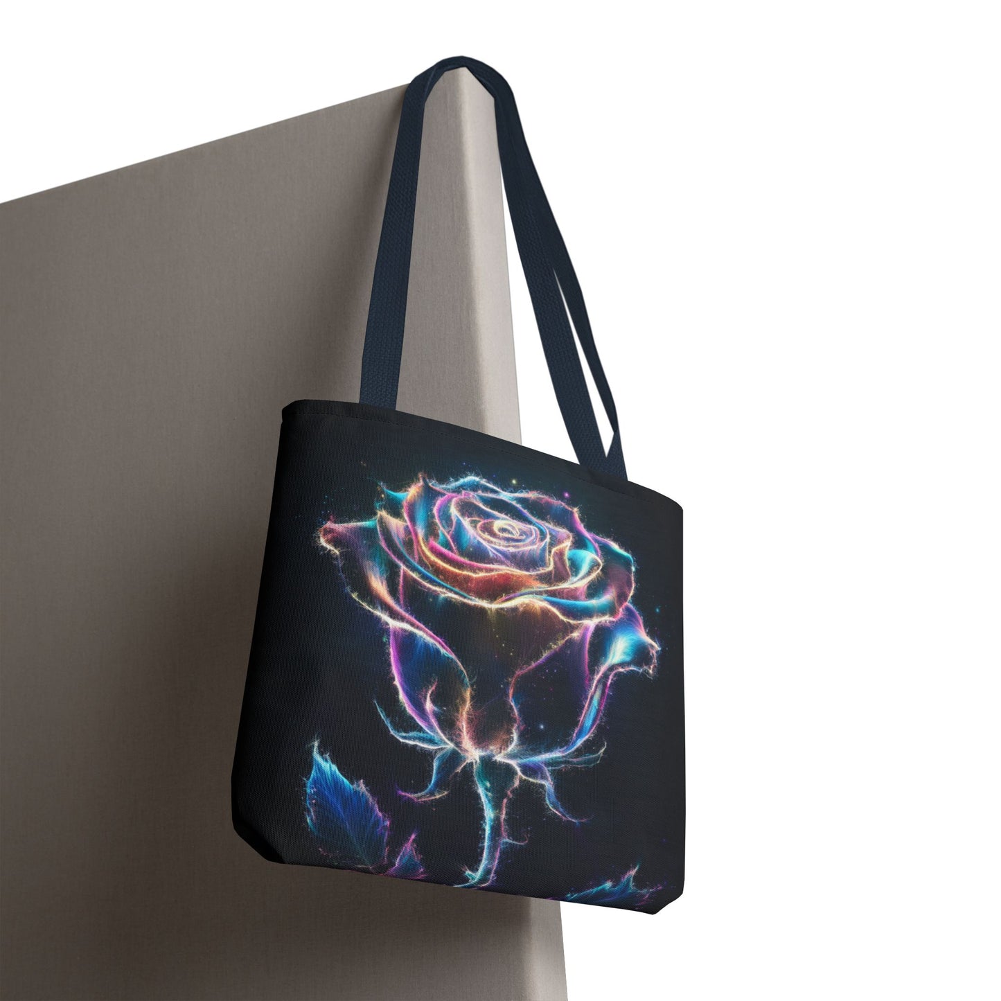 Neon Rose Tote Bag • Electric Floral Art Tote • Neon Glow Rose Canvas Carry-All • Vibrant Statement Floral Tote • Gift for Art Lovers