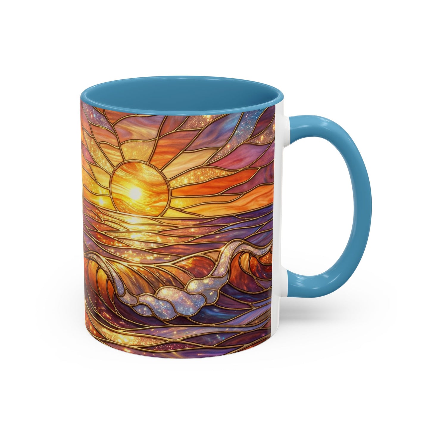 Stained Glass Wave Mug, Ocean Sunset Coffee Cup, Vibrant Beach Art, Sea Lover Gift, Mosaic Tea Cup, Summer Kitchen Decor, Nature Drinkware