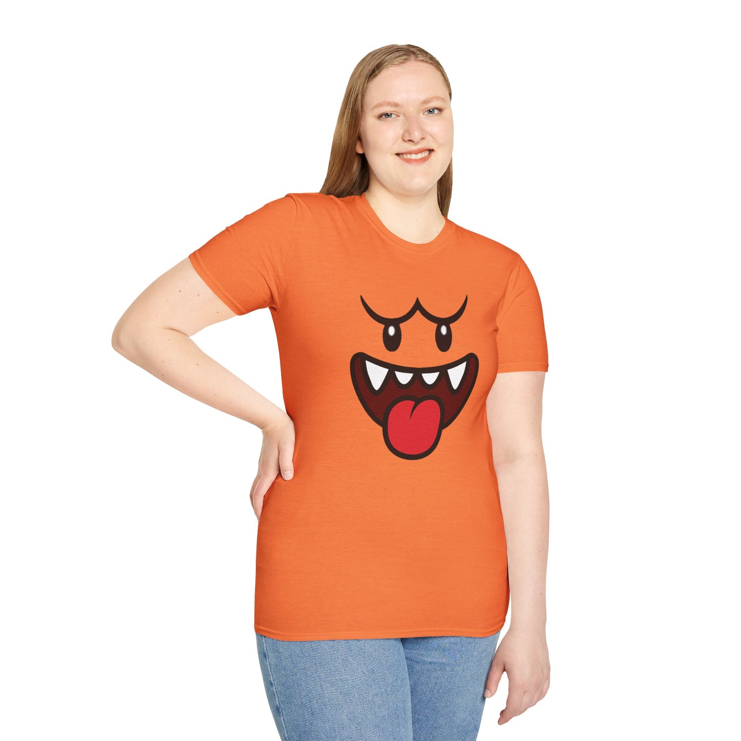 Ghost Face Graphic T-Shirt – Funny Spooky Cute Retro Halloween Tee, Y2K Nostalgia Bold Design, Soft Cotton, Fall Gift Shirt