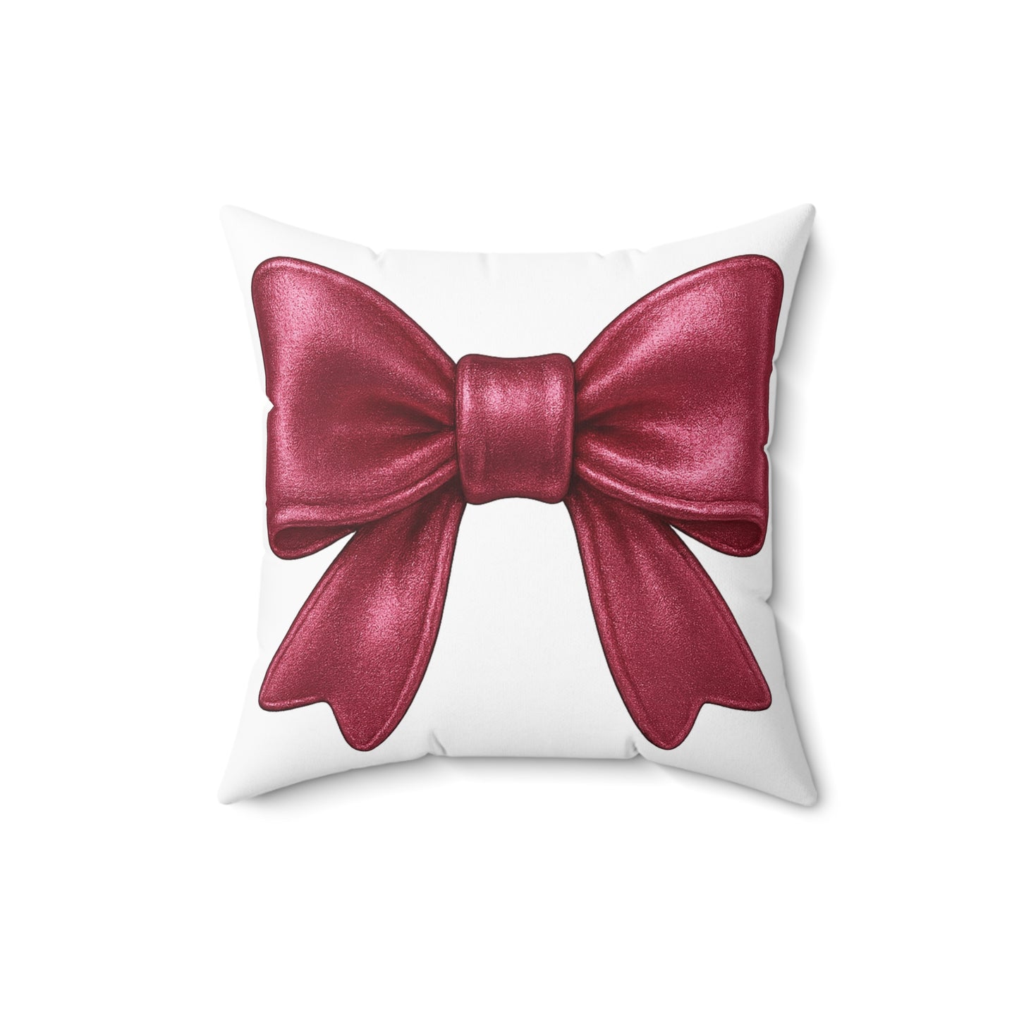 Red Bow Throw Pillow – Elegant Holiday Decor Accent | Shiny Satin-Look Ribbon Cushion | Christmas Gift for Her | Glam Bow Pillow Cover