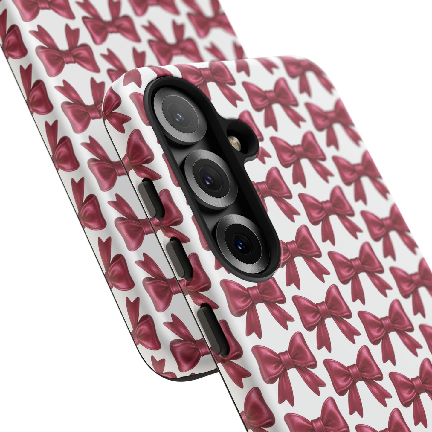 Coquette Samsung Case - Burgundy Bow Pattern Phone Cover, Girly Soft Aesthetic Gift, Cute Galaxy Case for Her