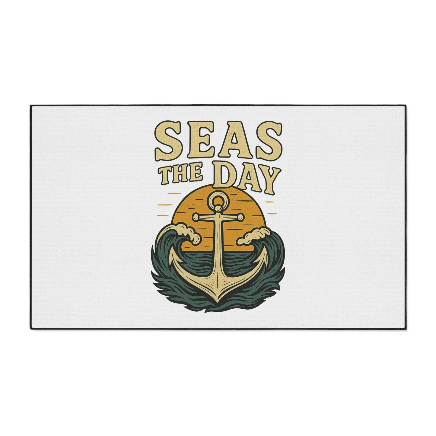 Seas the Day Nautical Doormat - Funny Anchor Rug - Coastal Home Decor - Beach House Entry Mat - Ocean Themed Gift - Boat Lover Decor