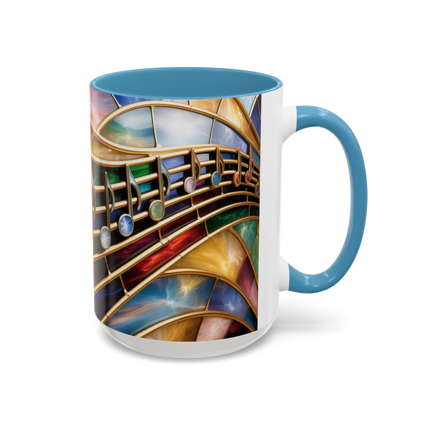 Stained Glass Music Mug, Musical Notes Coffee Cup, Colorful Treble Clef Mug, Musician Gift Idea, Music Lover Cup, Art Mug for Singers